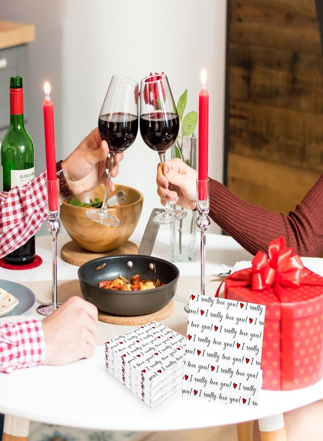 Whaline 50Pcs Valentine's Day Paper Napkins Love Heart Disposable Napkins I Really Love You Funny Luncheon Dinner Napkins For Wedding Anniversary Party Table Supplies - Image 5